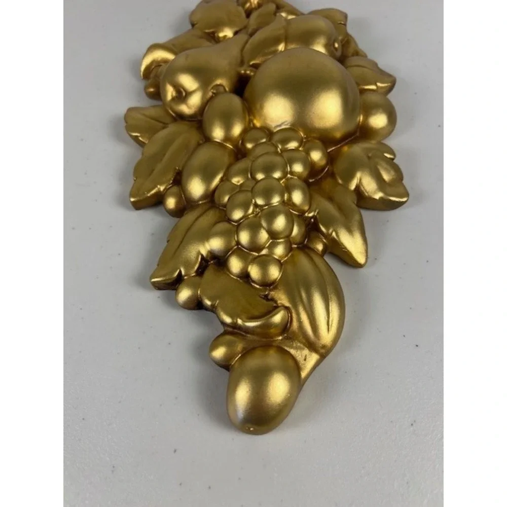 Vintage Roman Art Co Gold Fruit Wall Chalkware Resin Plaque Mid‎ Century 14 Inch